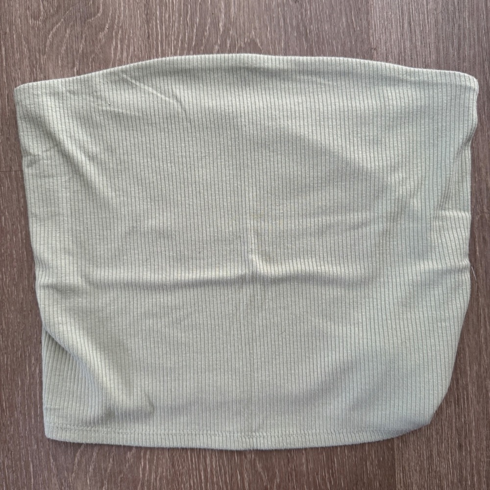 American Eagle Tube Top Womens Large Sage Green Ribbed Strapless Stretch Basic